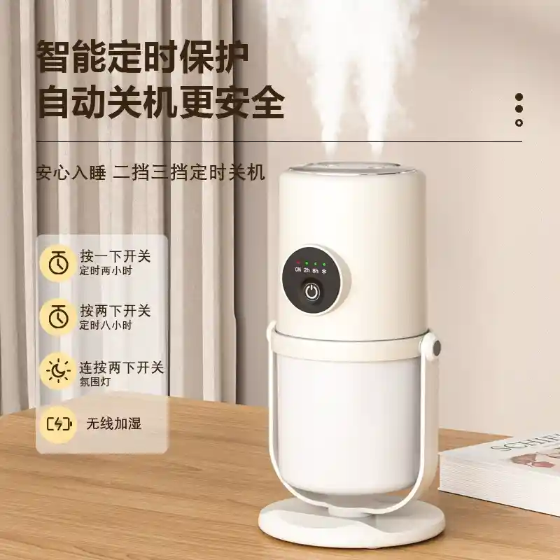 桌面双喷加湿器迷你空气净化器办公卧室便携夜灯大雾量补水加湿器